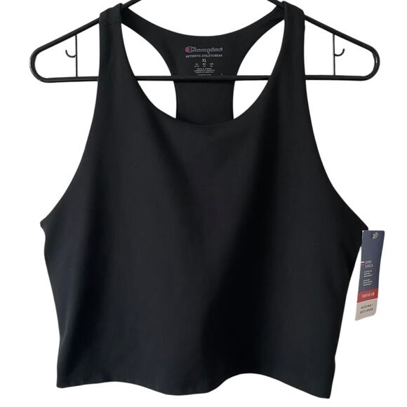 NEW CHAMPION Activewear Crop Top Size XL Black Athletic Sporty Racerback - Picture 1 of 5